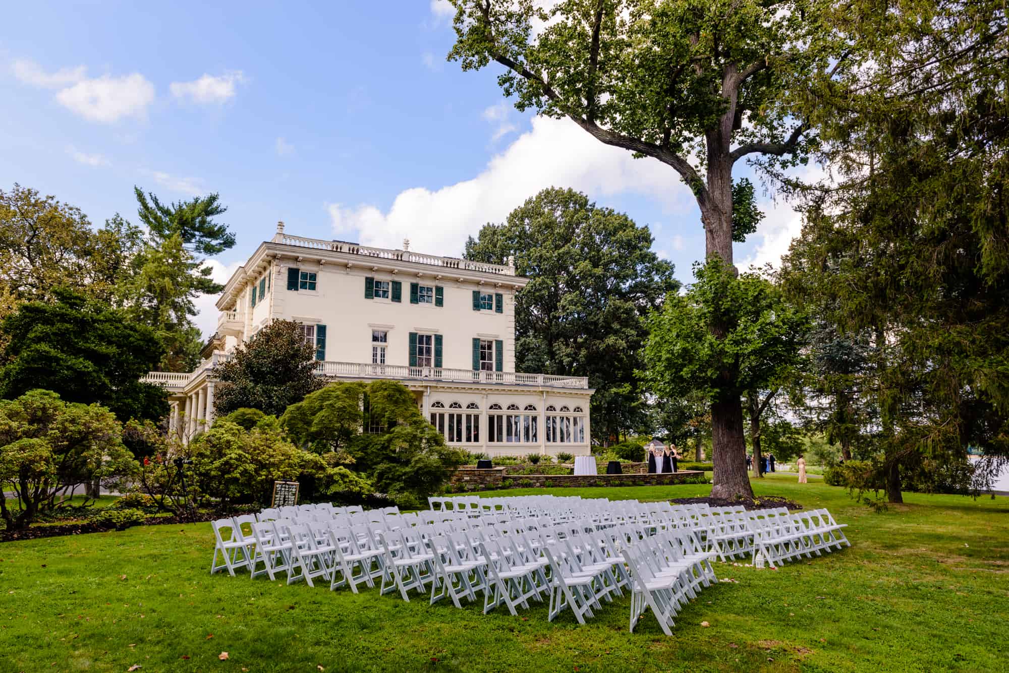 Outside ceremony set up at the Glen Foerd Mansion