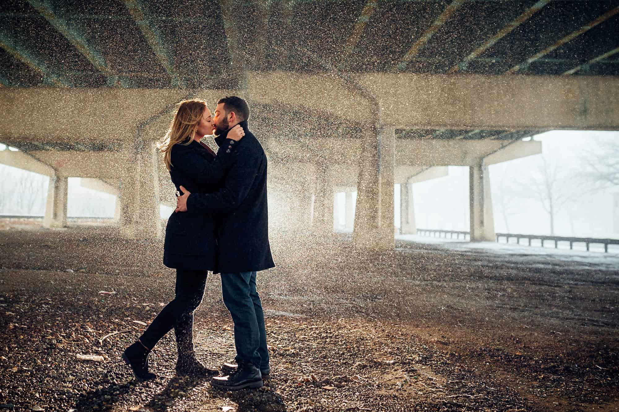 philadelphia engagement photography of a couple posing for their FDR park e-session