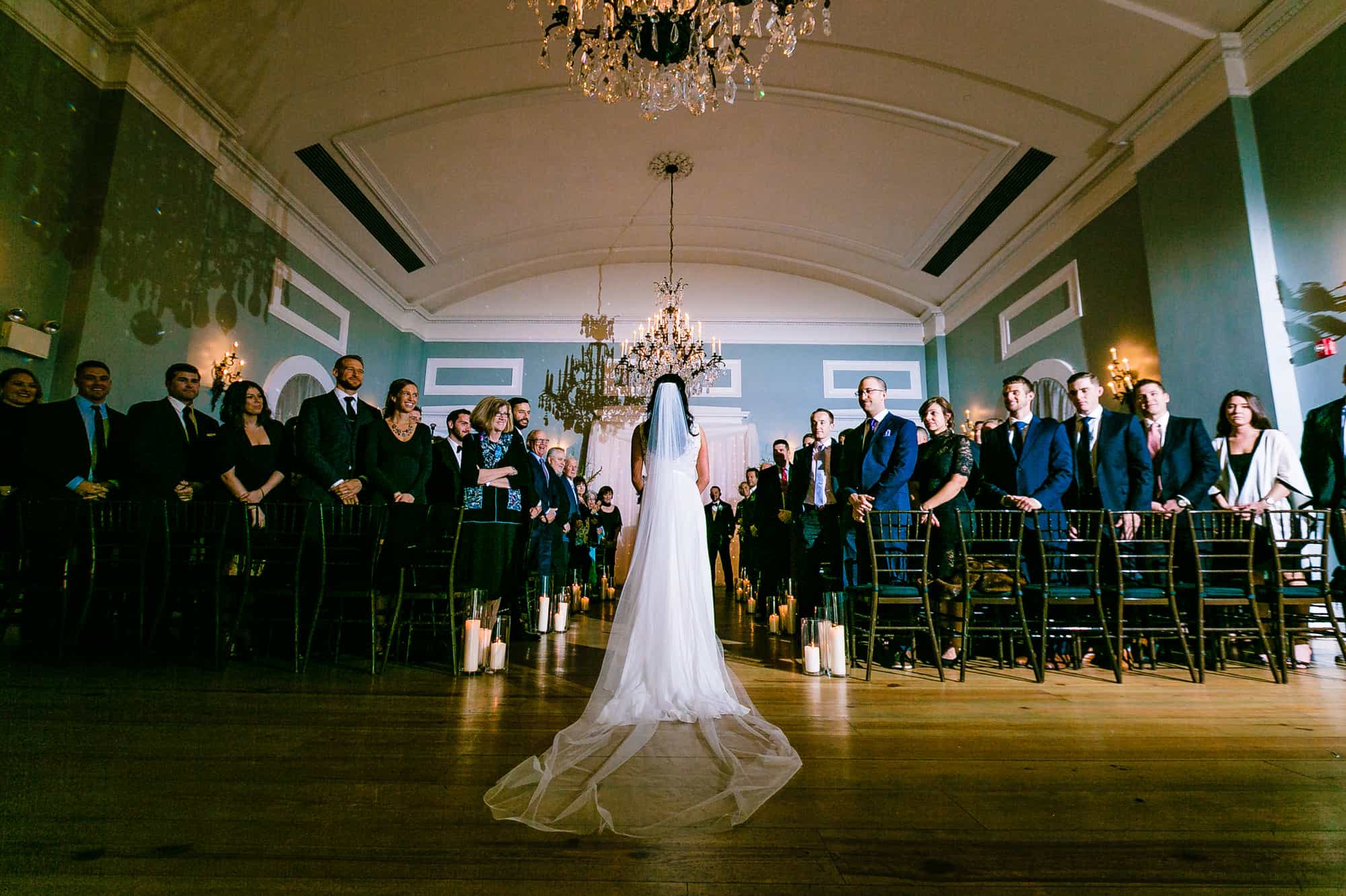 Bride entering ceremony at Waterworks in Philadelphia