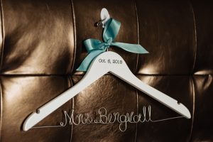 Ritz Carlton Philadelphia Wedding|custom dress hanger for brides dress