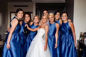 Ritz Carlton Philadelphia Wedding|bride and bridemaids in hotel suite