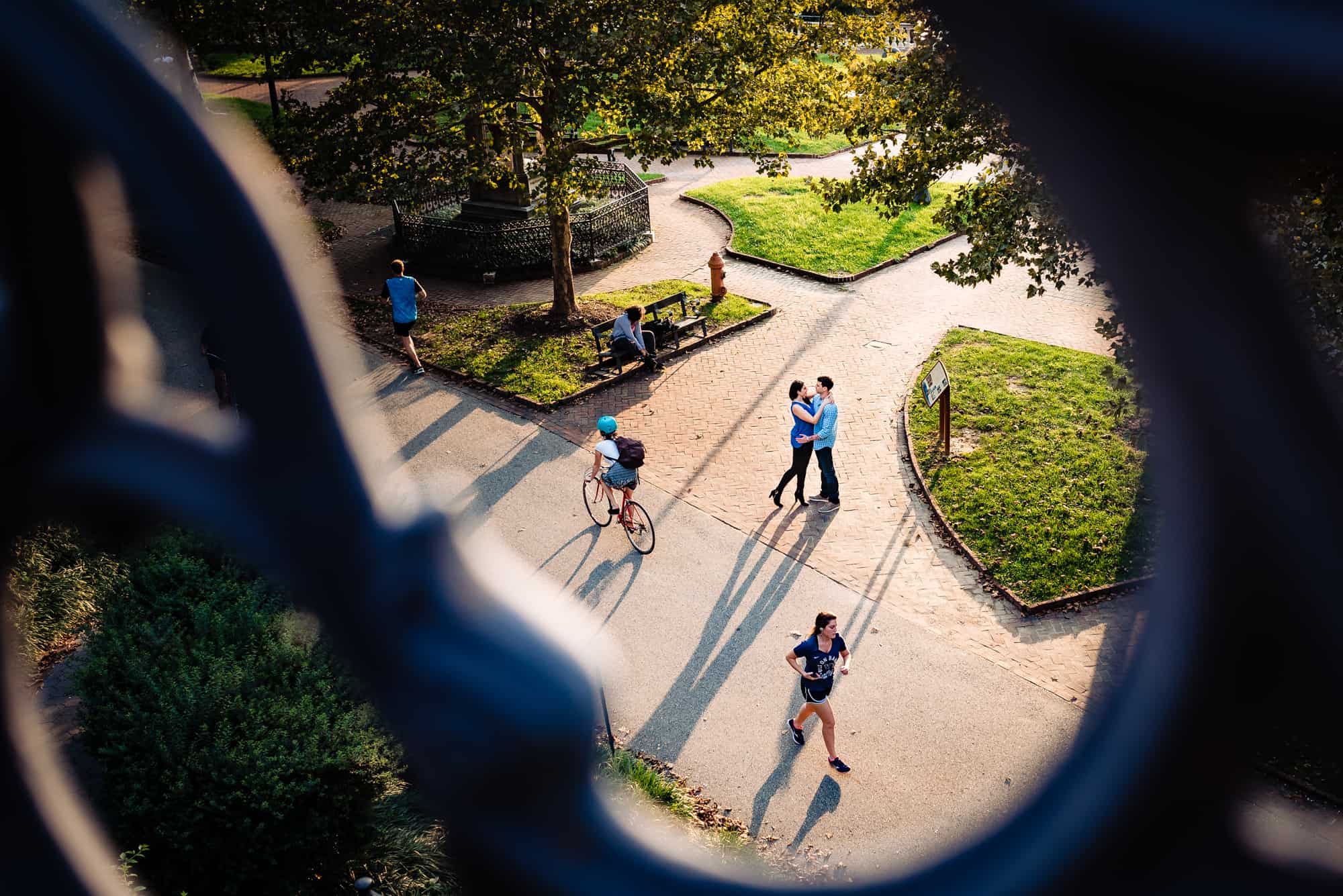 Image of couple embracing in public at Water Works Philadelphia