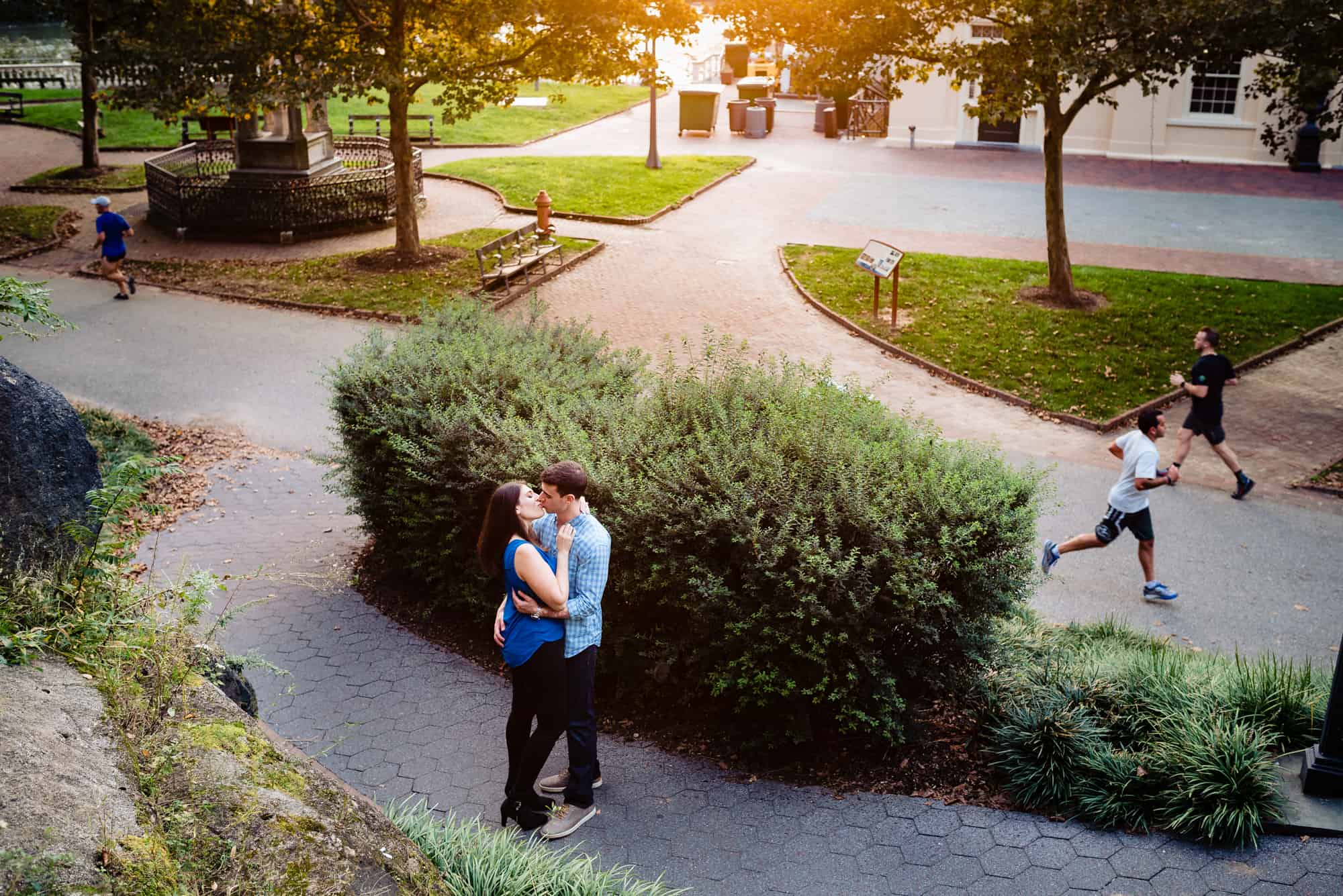 Image of couple embracing in public at Water Works Philadelphia