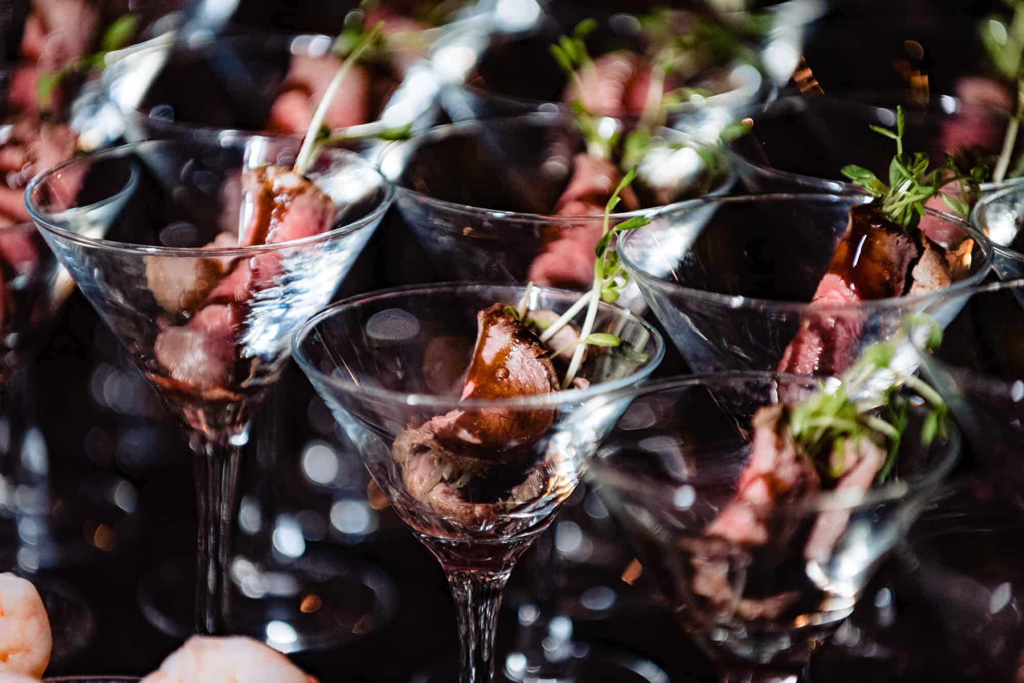 detail shot of cocktail hour food at Hotel DuPont