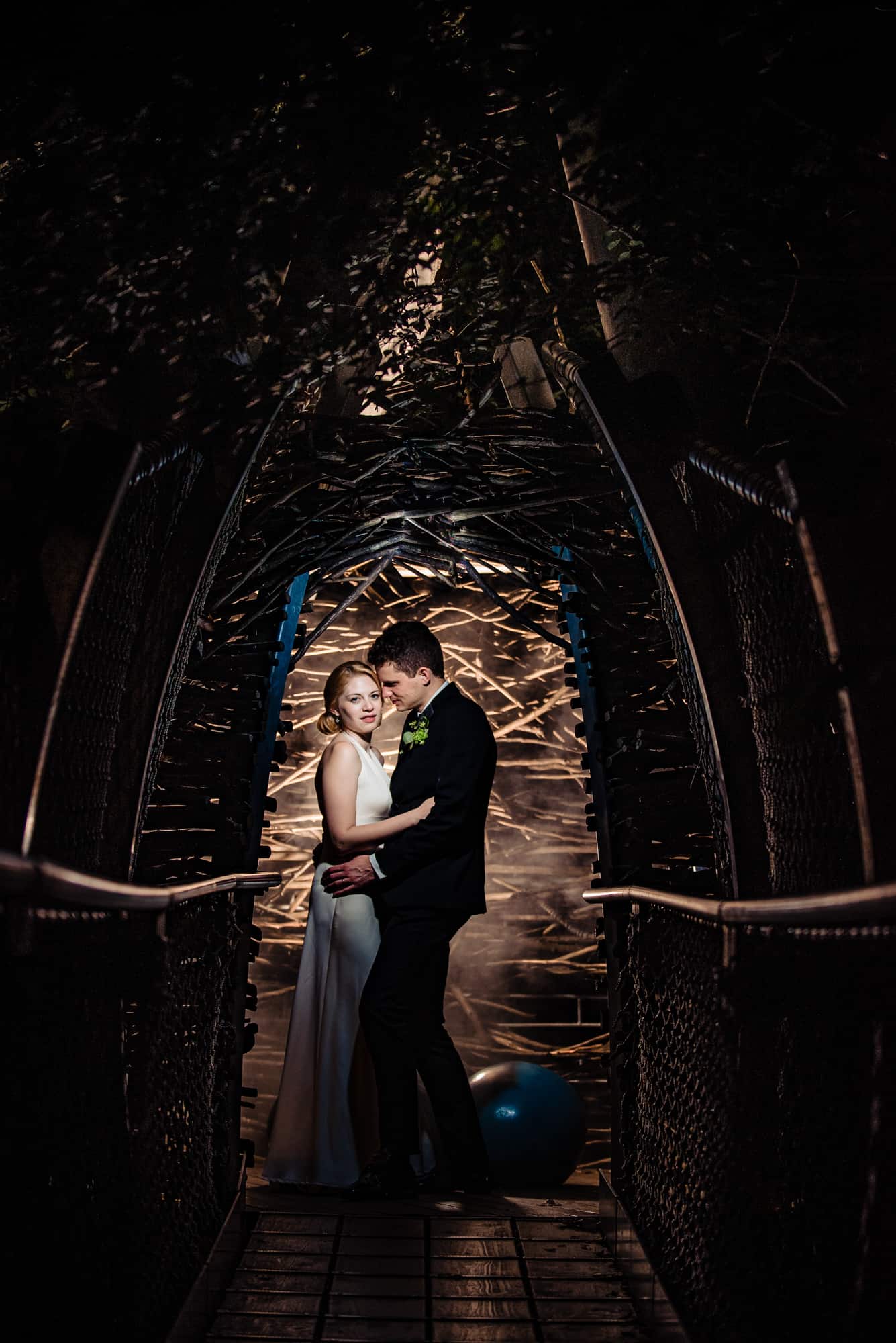 night shot of the bride and groom