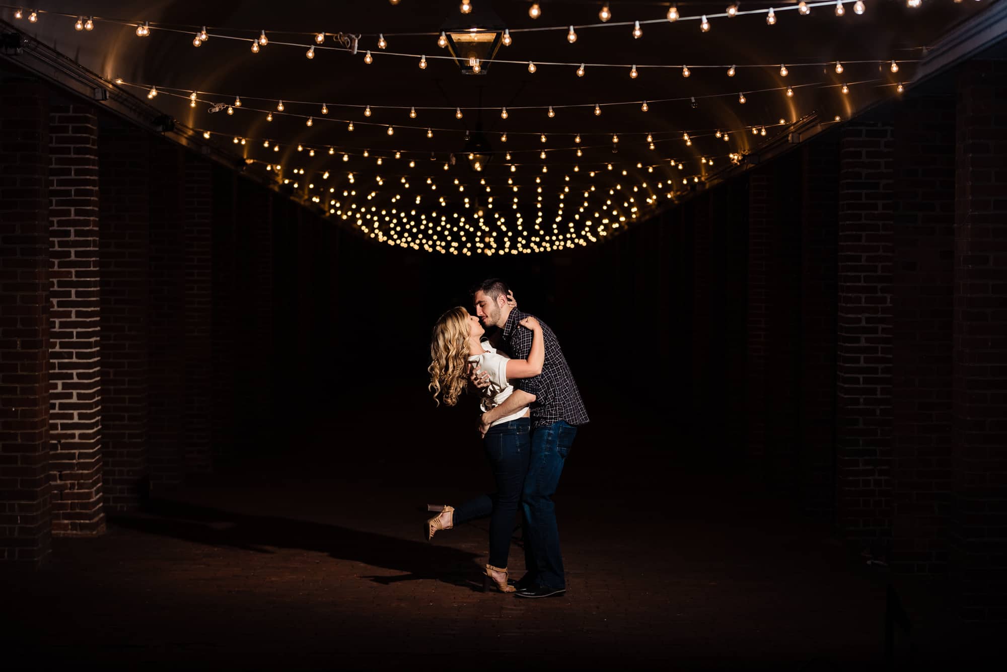 night shot of the couple posing for their eshoot