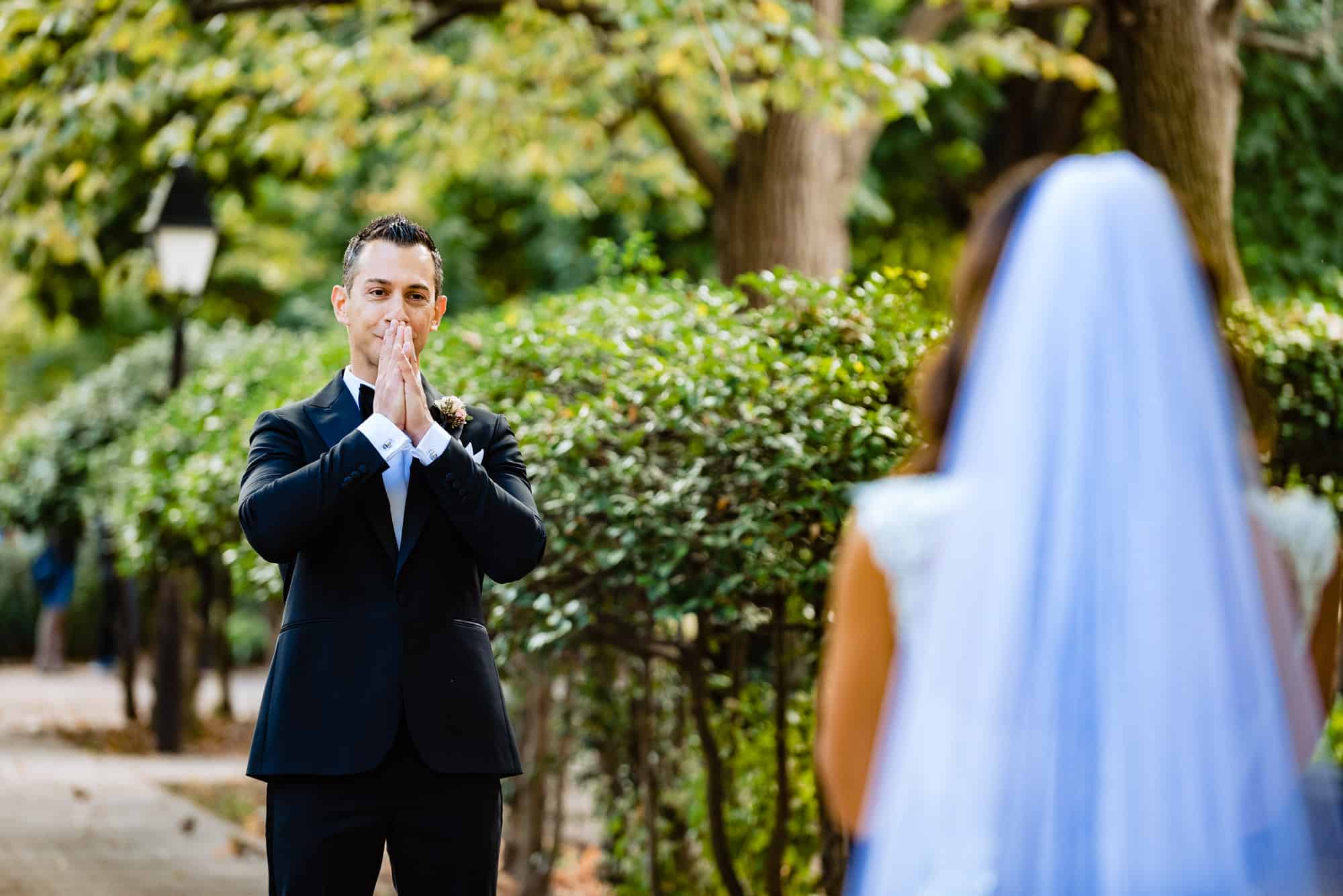 the couple's first look before the wedding