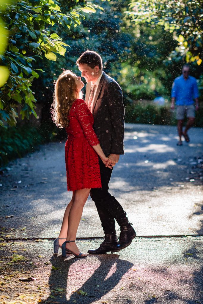 intimate moment between the couple on their dumbo e-session