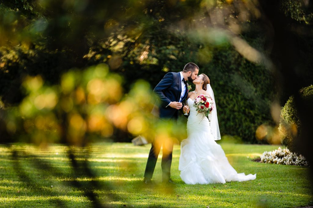 bride and groom kissing at the their Glen Foerd Wedding