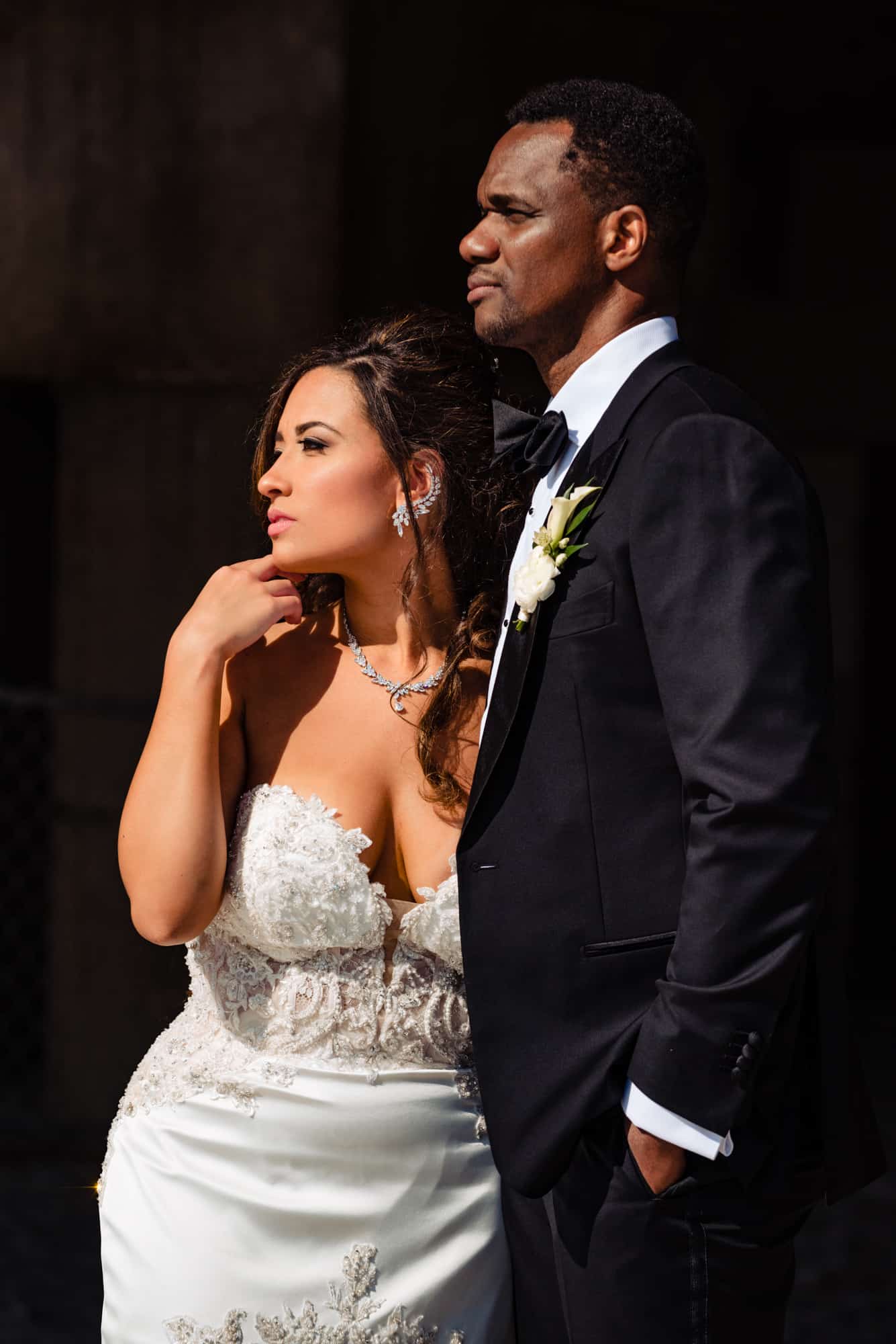 the bride and groom portrait taken along the beach