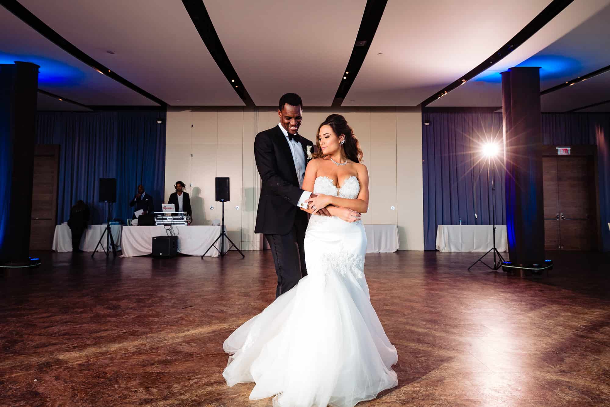 the newlywed's first dance at One Atlantic reception