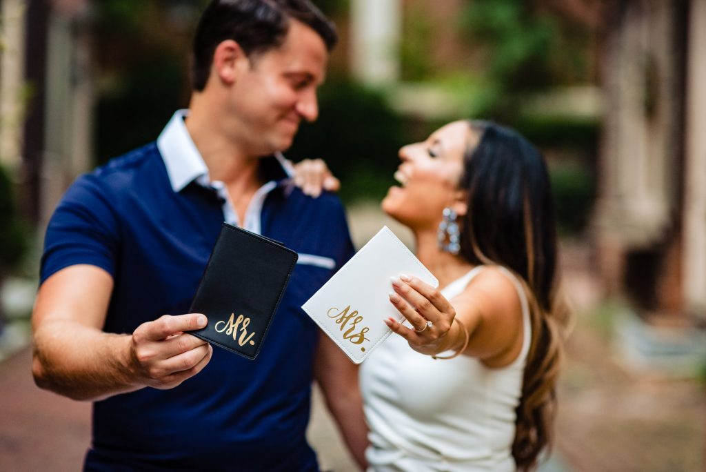 couple is taking a pose for their classic philly e-session