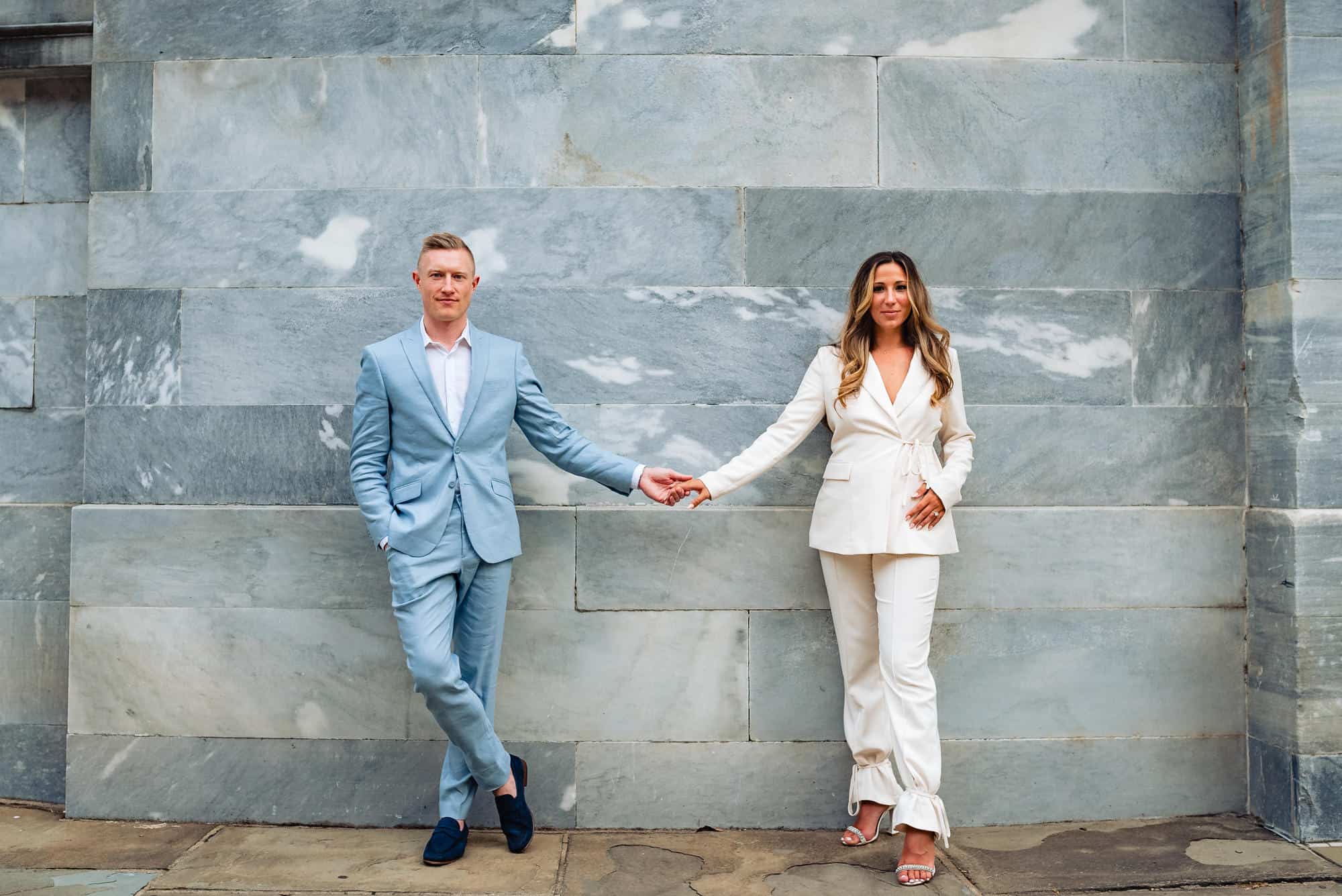 couple taking a pose during their philly summer e-session