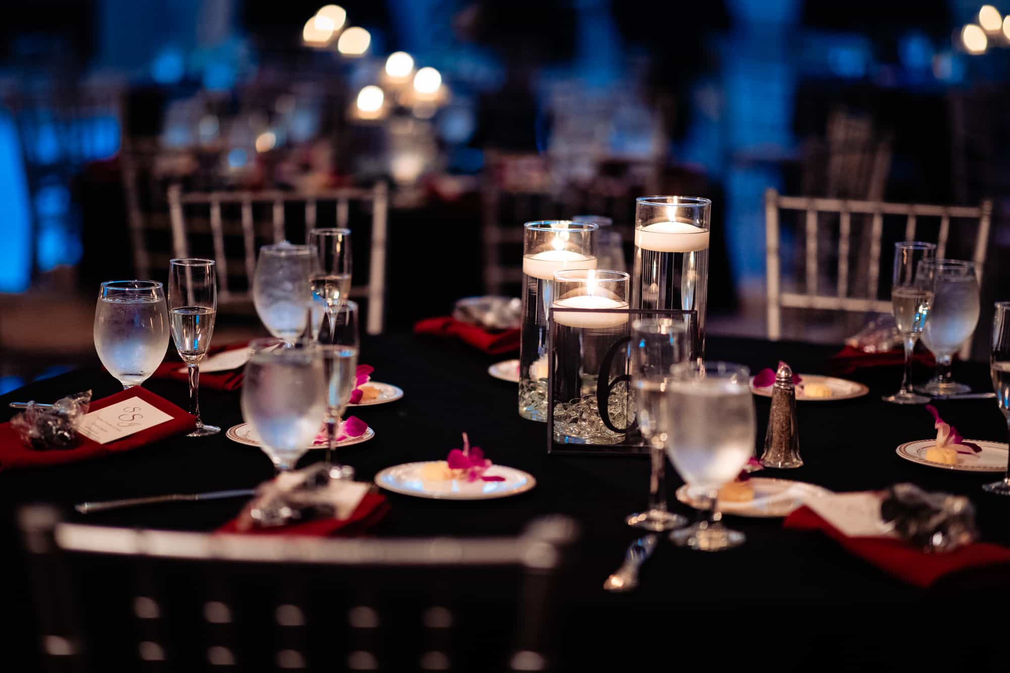 reception table setting at the arts ballroom