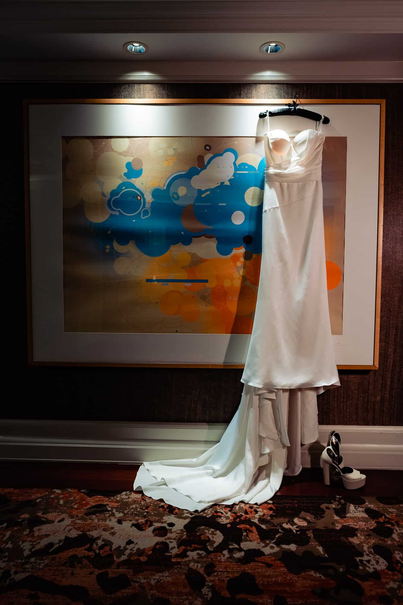 the wedding dress and shoes