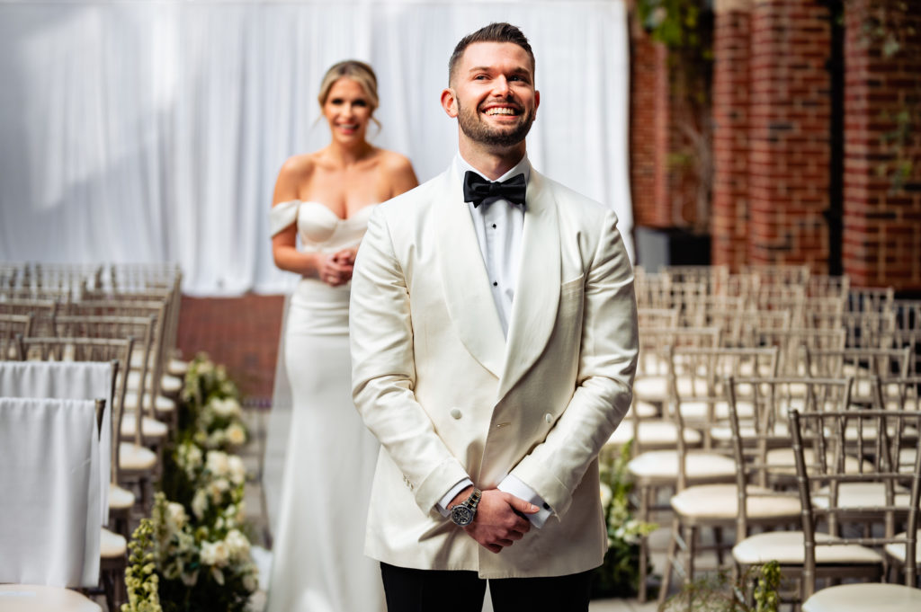 the first look before the wedding
