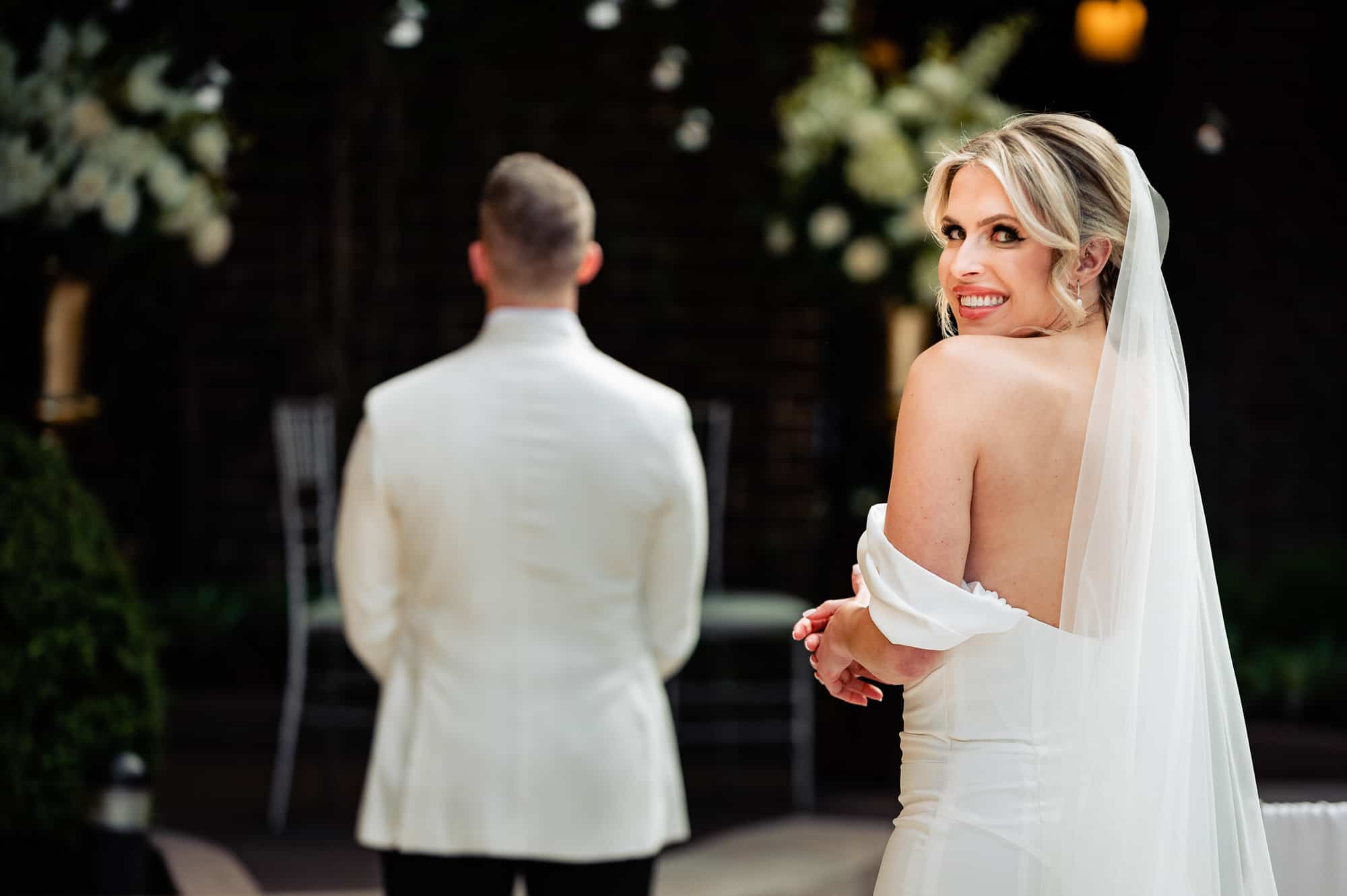 bride is excited for the first look