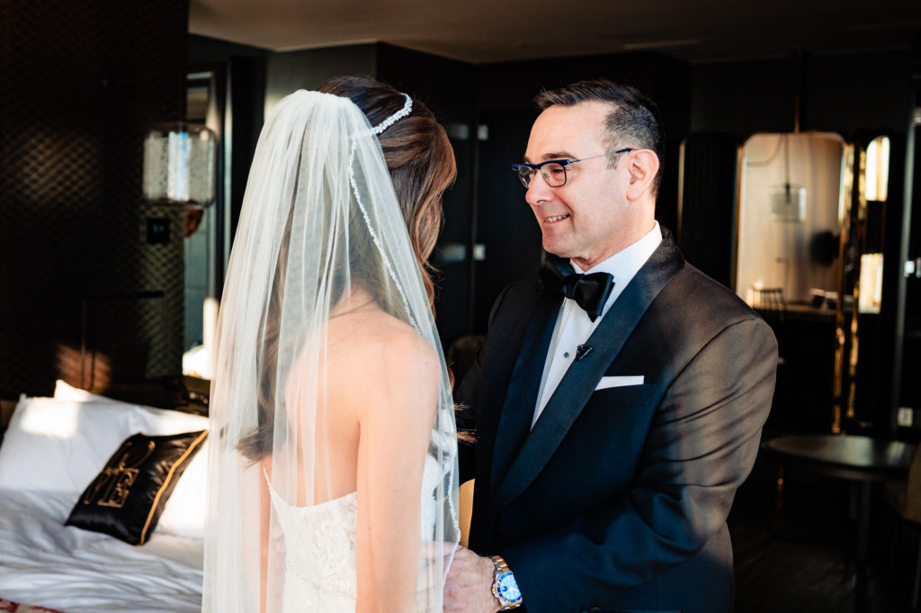 bride's father talks to her daughter