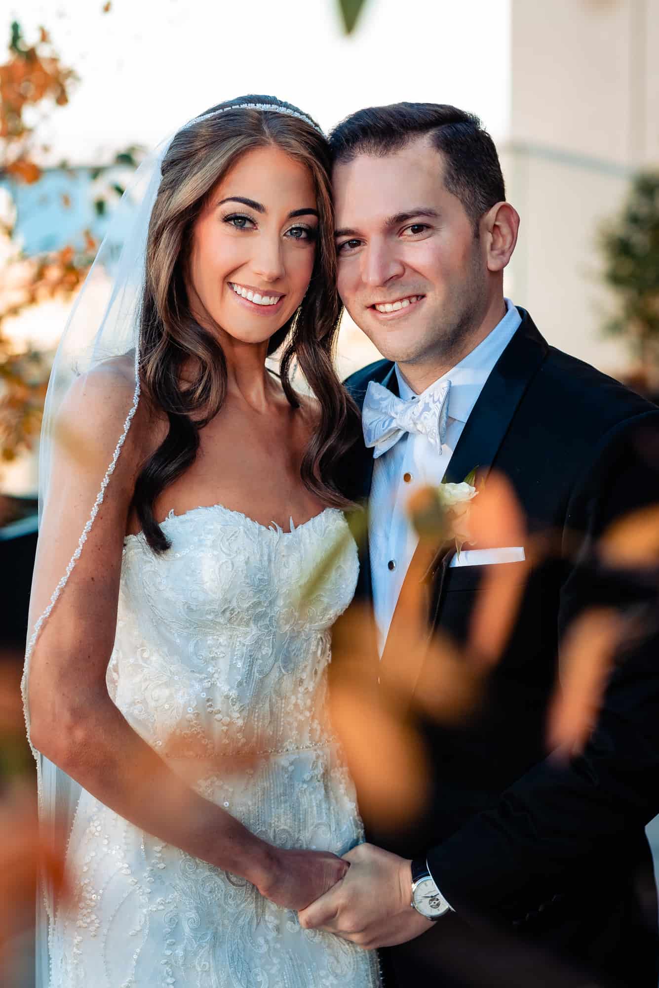 bride and groom portrait at a W Hotel Philly wedding