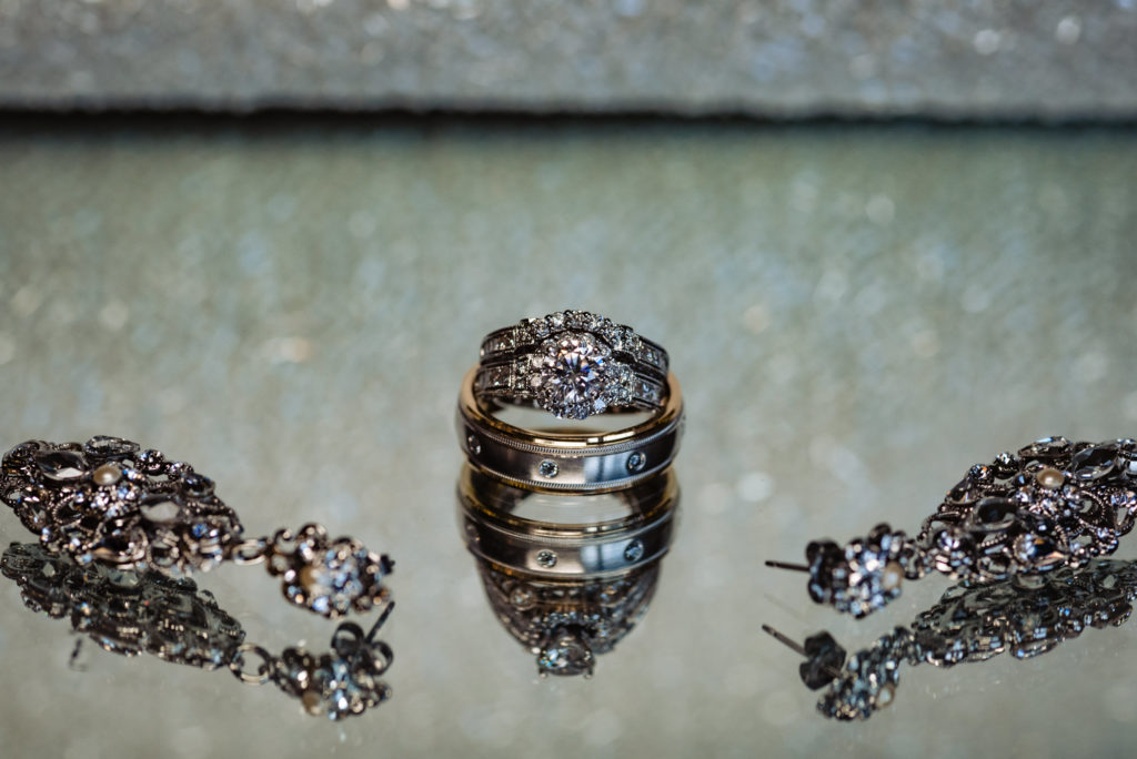 wedding bands and diamond engagement ring