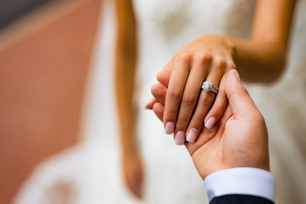 shot of the newlyweds' hands