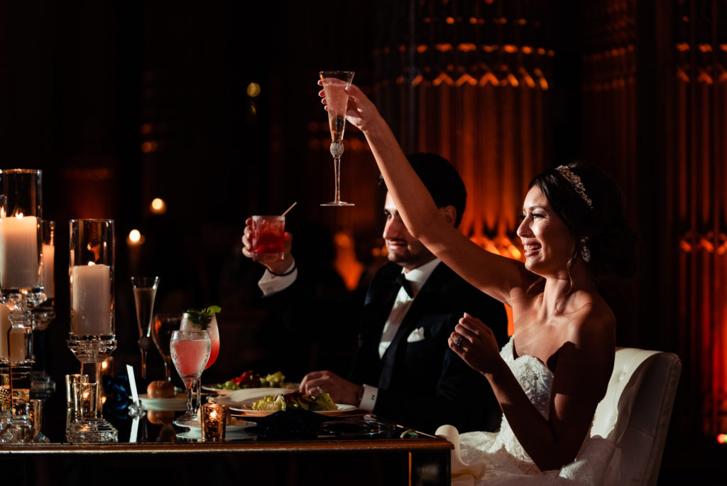 the newlyweds getting a toast