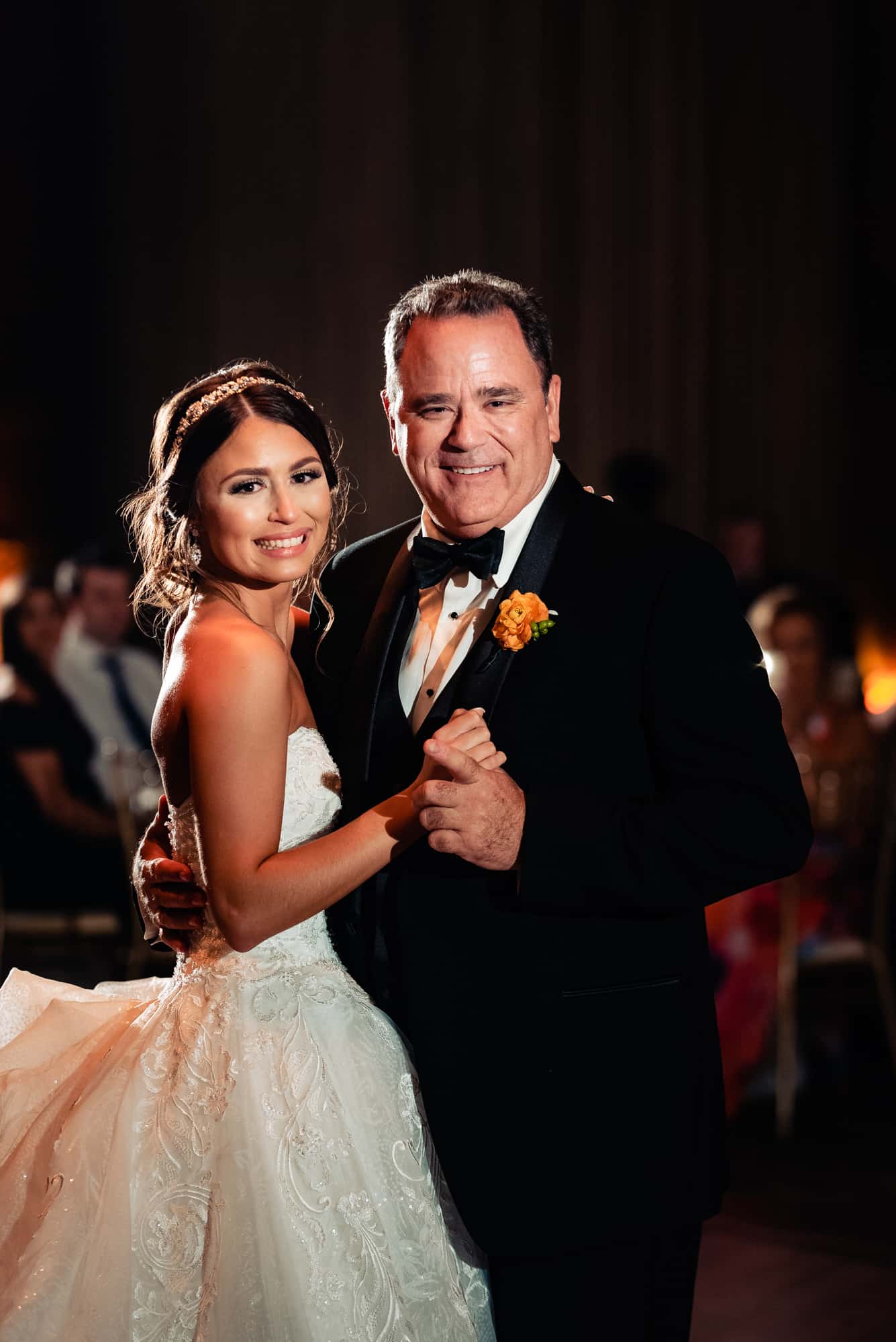 bride dancing with her father at the crystal tea room wedding venue