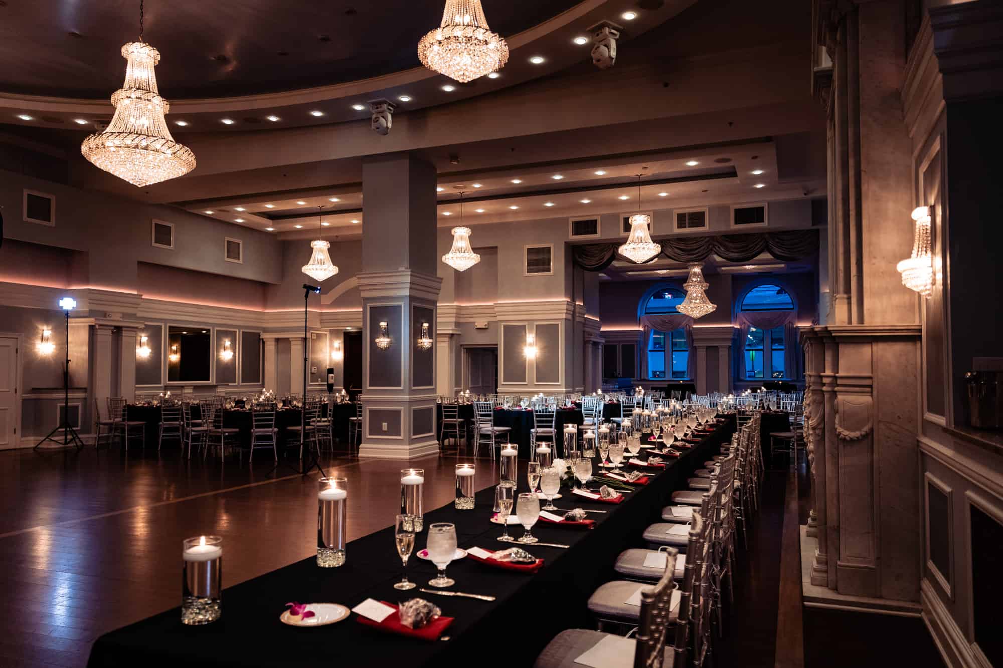 reception table setting at the arts ballroom