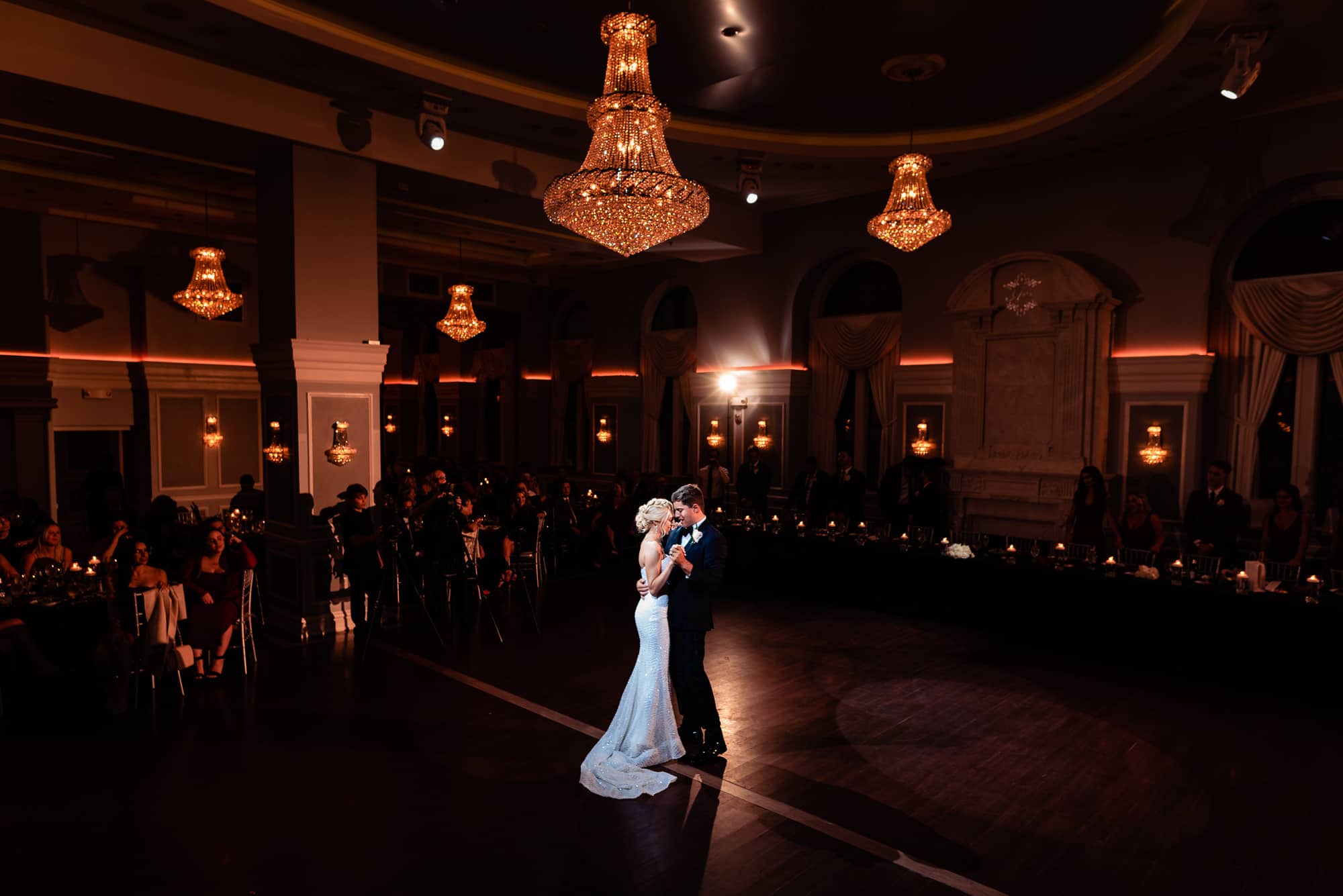 the newlywed's first dance at the arts ballroom