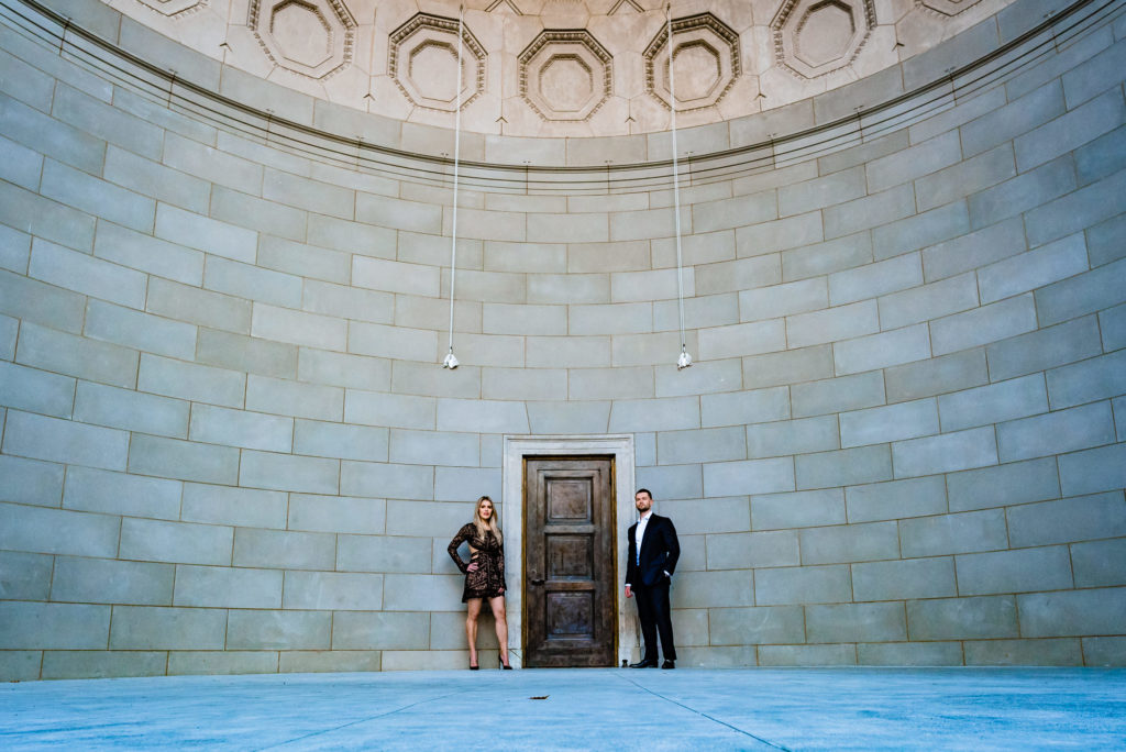 couple getting serious for the camera during their Central Park E-Session
