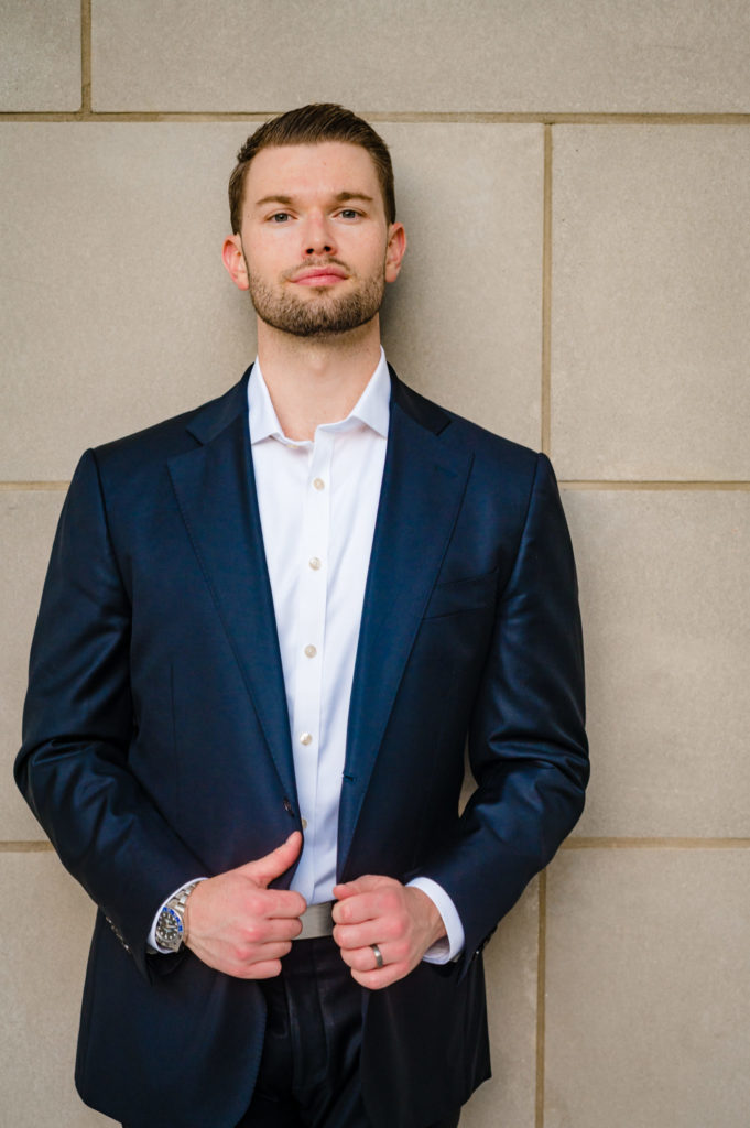 solo shot of groom to-be during his Central Park E-Session