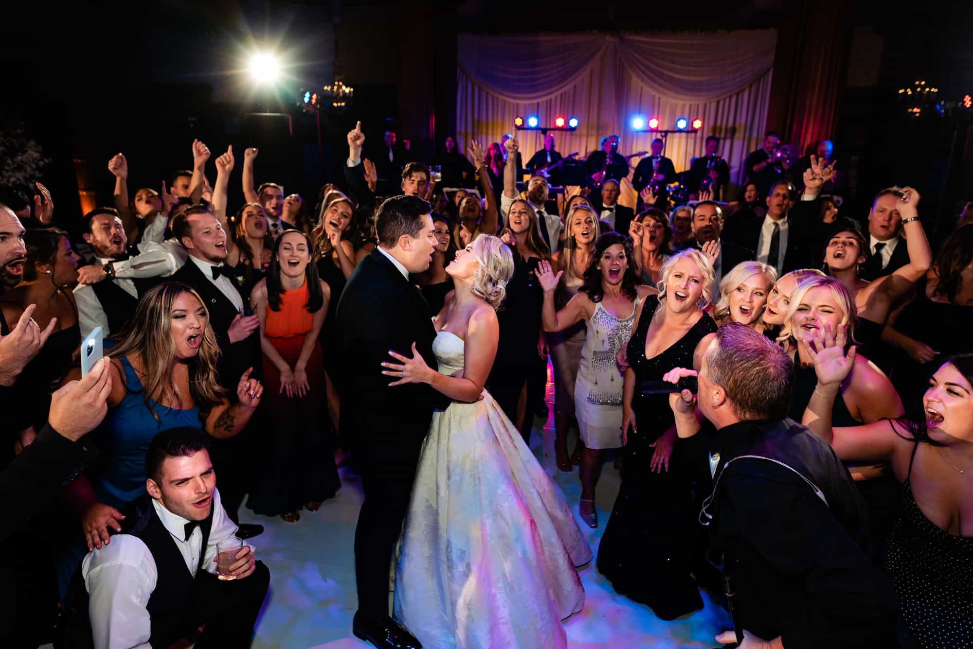 couple enjoying the wedding party