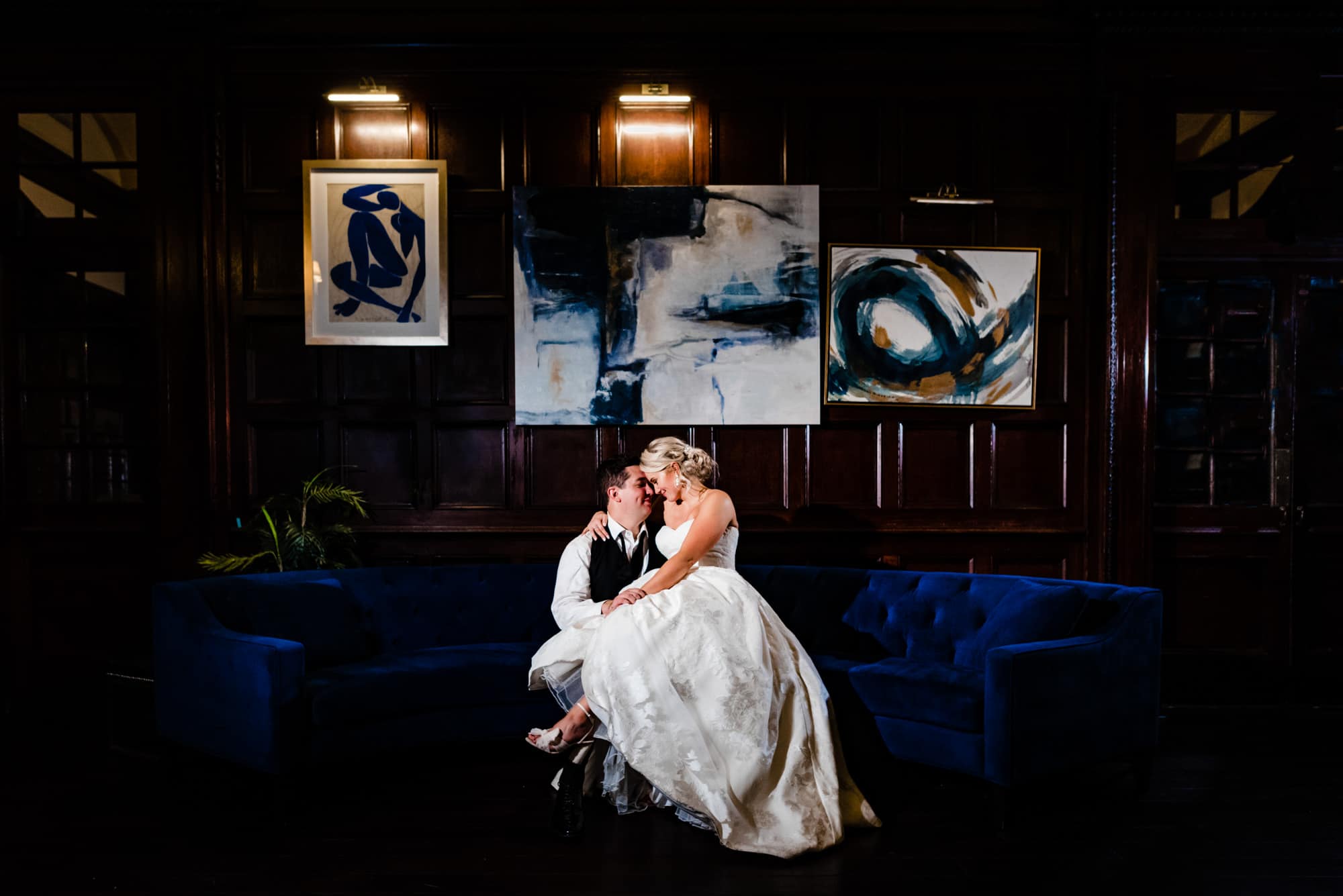 intimate shot of the couple after the wedding party at the Crystal Tea Room