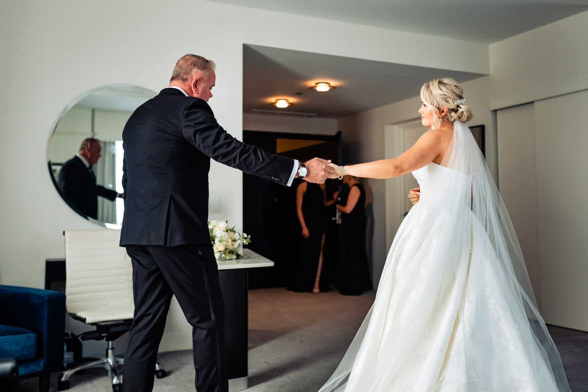 bride and father together at the crystal tea room