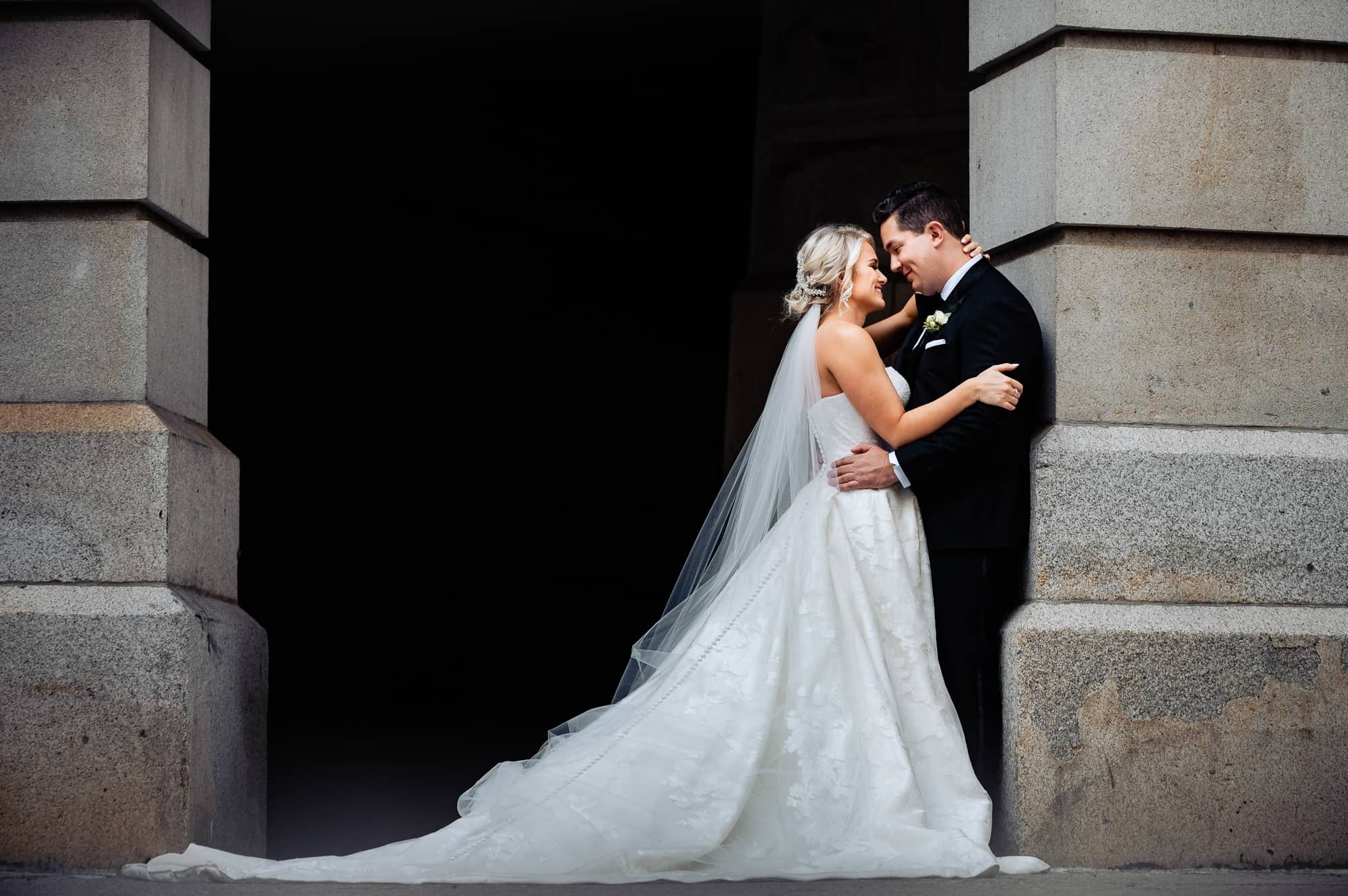 Couple posing outside the venue