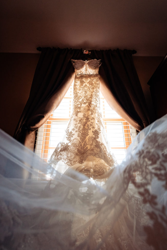 detailed shot of the bridal dress