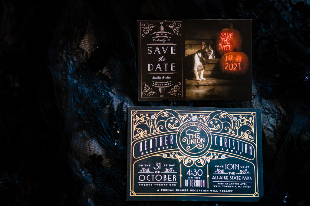 a couple's Halloween themed wedding giveaway