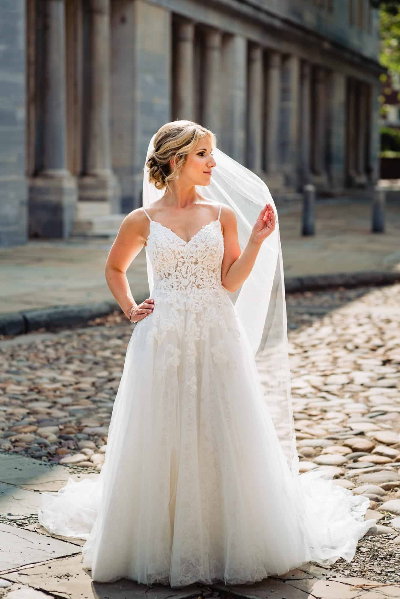 bridal shot outside the church