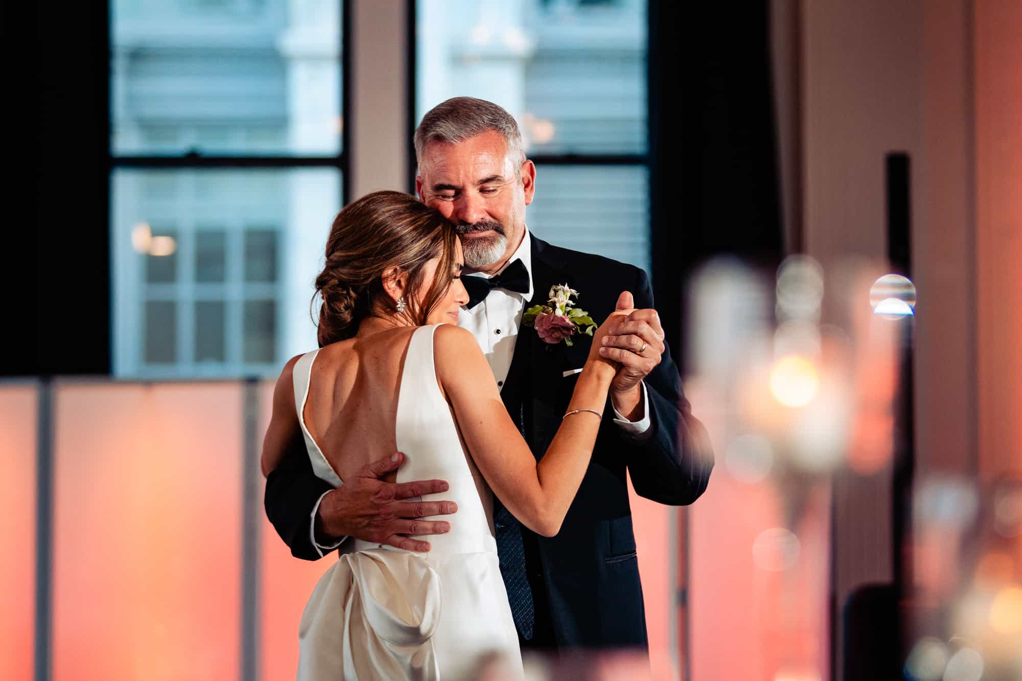 bride dancing with her father at the downtown club philly