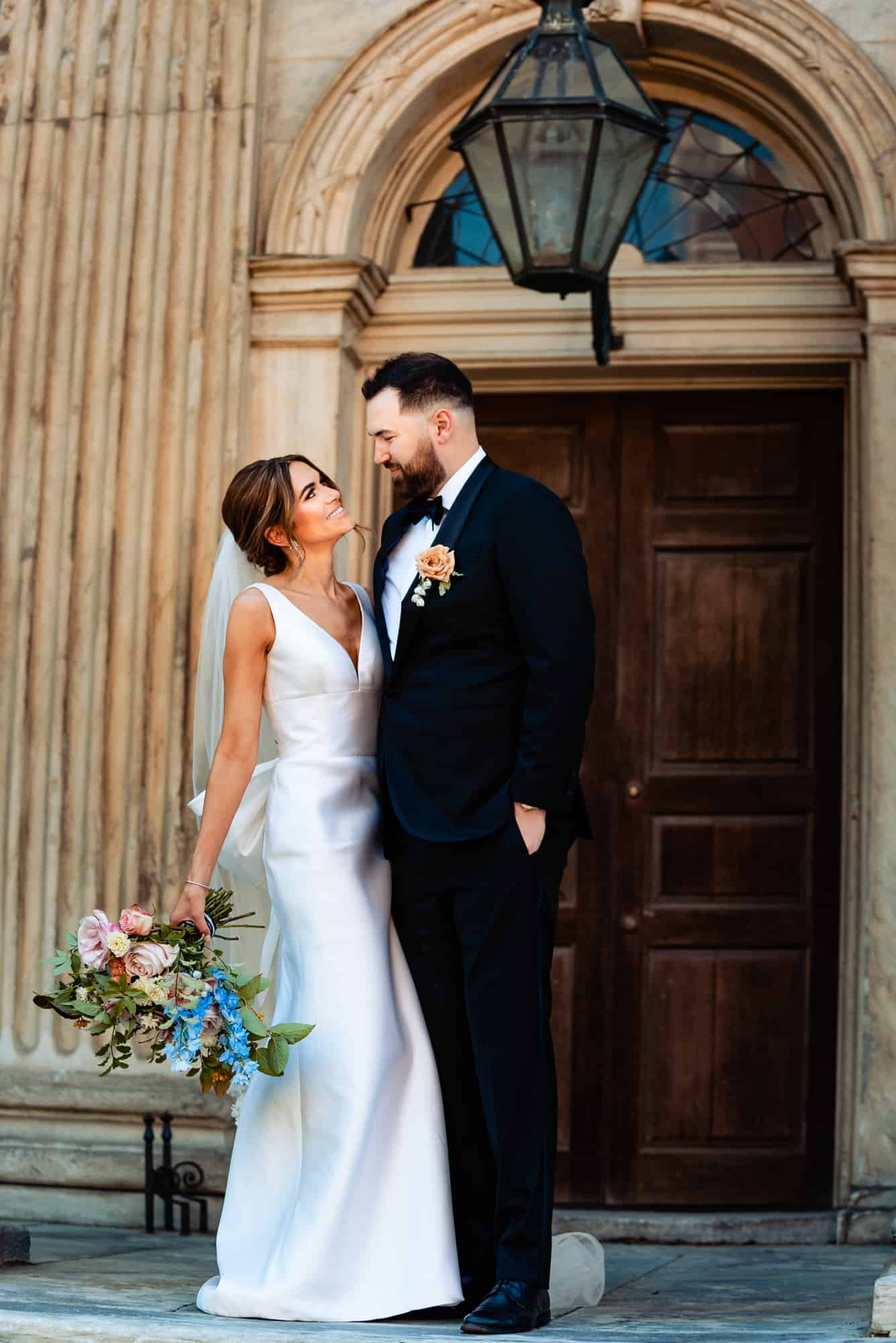 couple outside the church