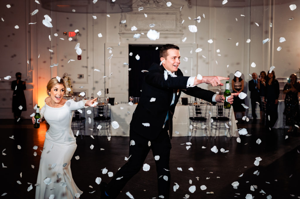 couple having a blast on the dance floor at Downtown Club by Cescaphe wedding