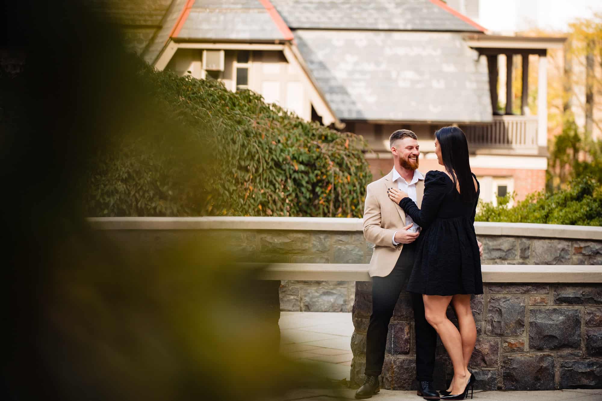 a couple posing for their Lehigh University e-session