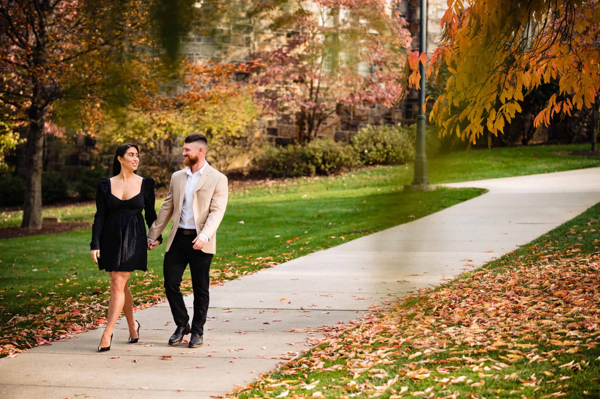 a smiling couple during their Lehigh University E-Session