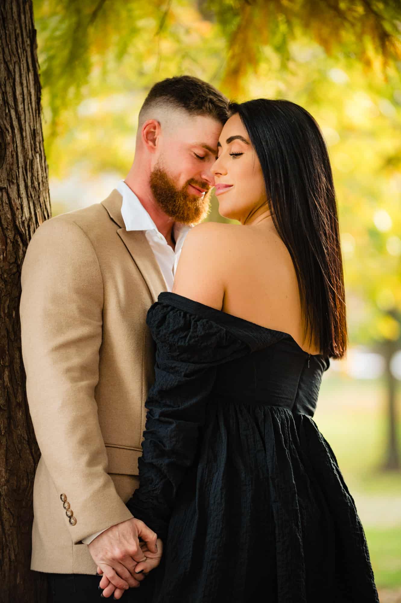 a candid shot of a couple during their Lehigh University E-Session