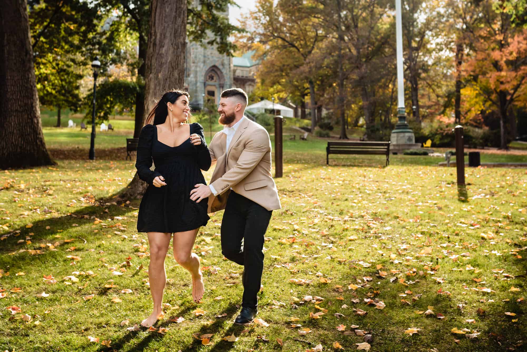 a smiling couple during their Lehigh University E-Session