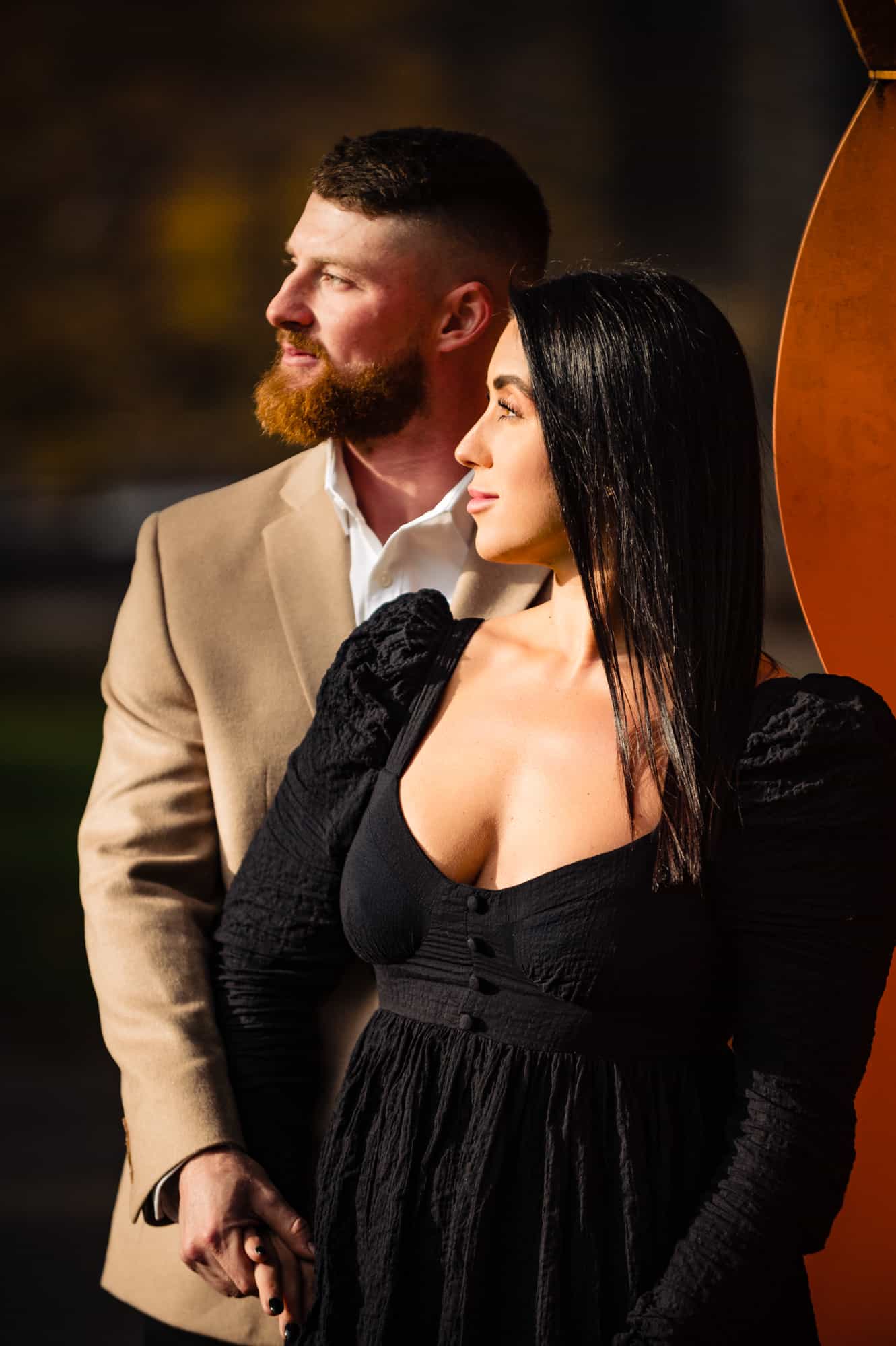 a close up photo of couple during their Lehigh University E-Session