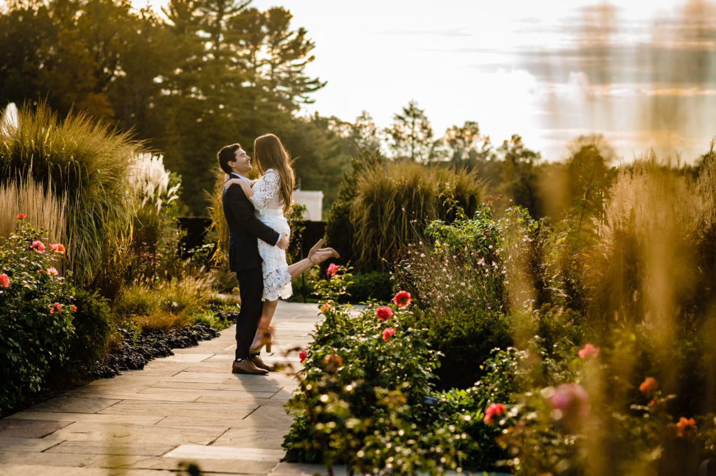 a summer engagement shoot taken at the meticulously maintained, highly cultivated yews of the Topiary Garden area which was once known as the Sundial Garden of longwood gardens
