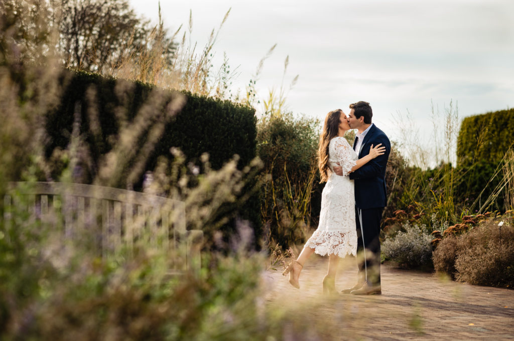 a kissing couple during their Lehigh University E-Session