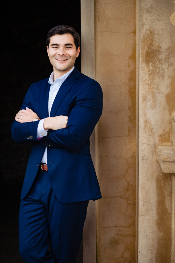 a solo shot of groom to-be during his Longwood Gardens E-Session