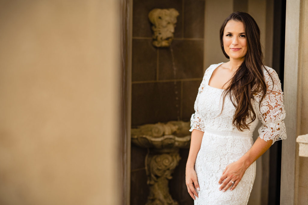 a solo shot of bride-to-be during her Longwood Gardens E-Session